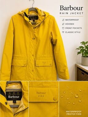 Barbour Yellow Waterproof Hooded Rain Jacket